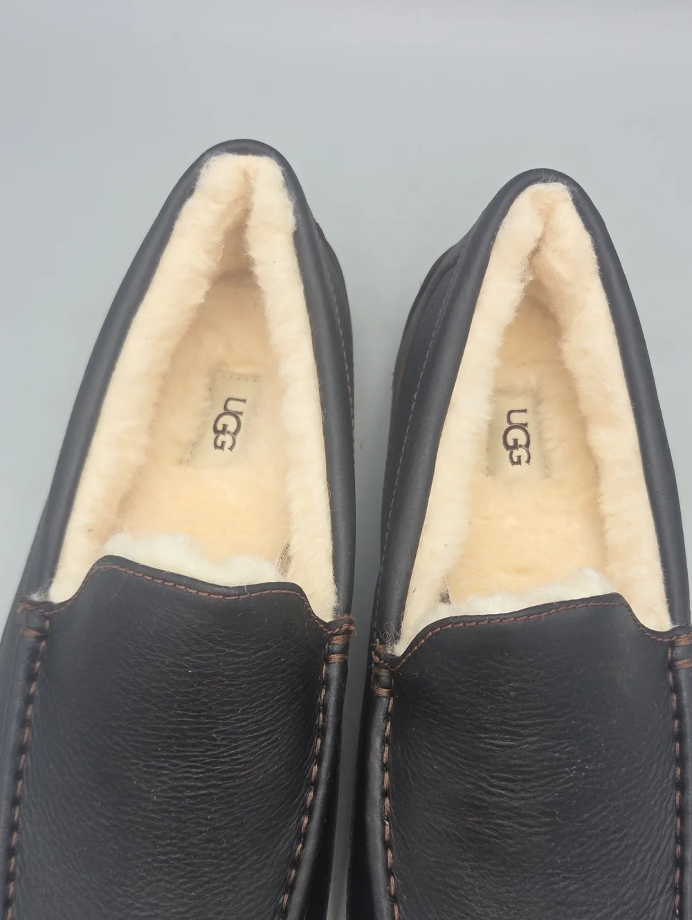 UGG Men's Ascot Brown Leather House Slippers Men 12